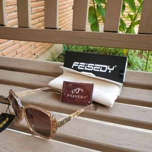 FEISEDY Polarized Square Sunglasses Sparkling Shiny Frame
